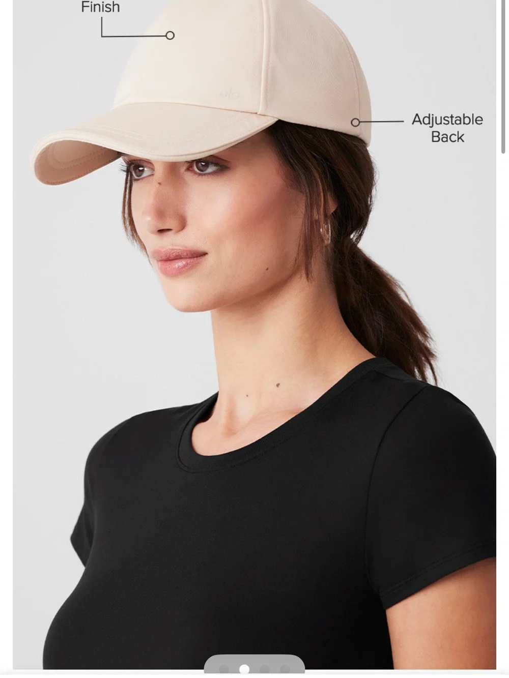 ALO Yoga Satin Off Duty Core Women's Baseball Cap in Light Cream Authentic NWT